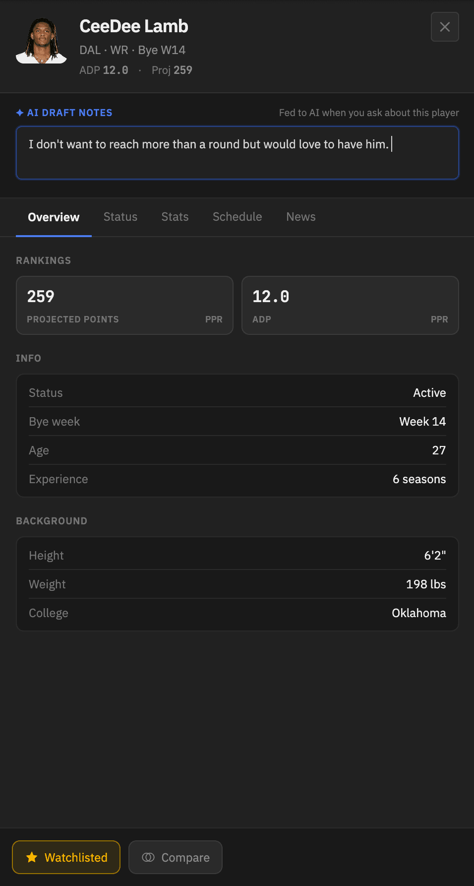 Player Watchlist