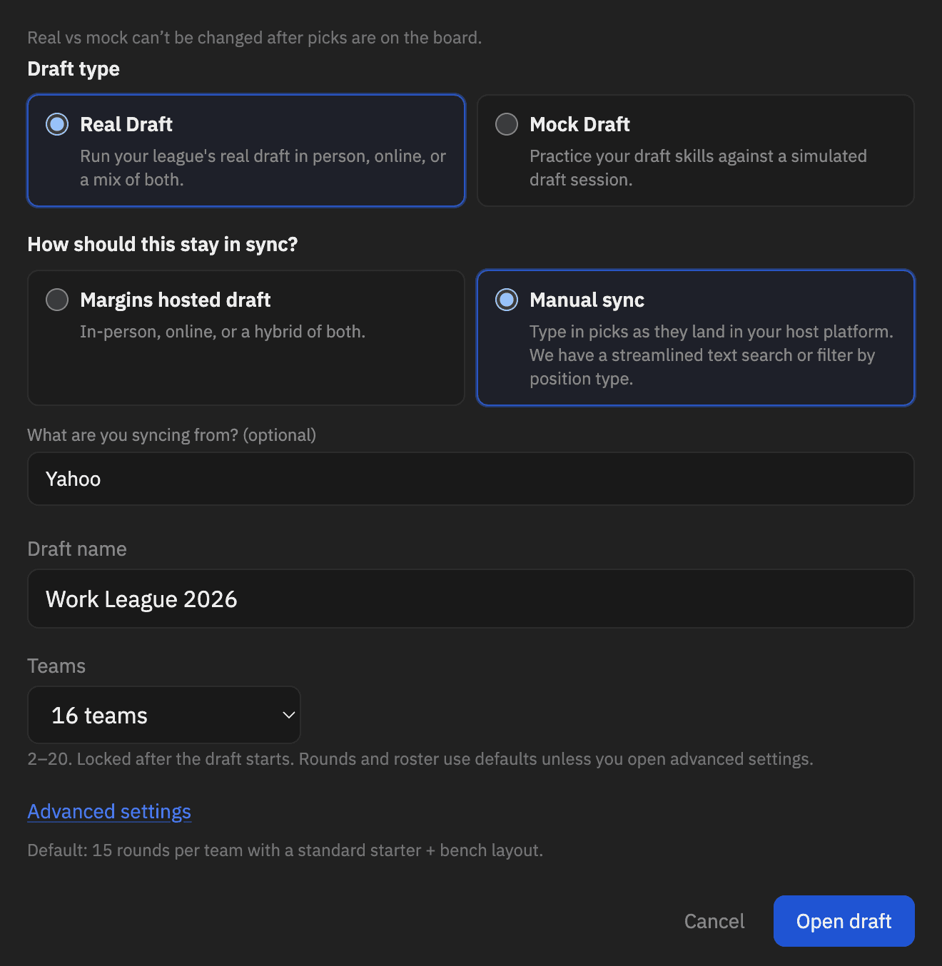 Manual Sync To A Draft